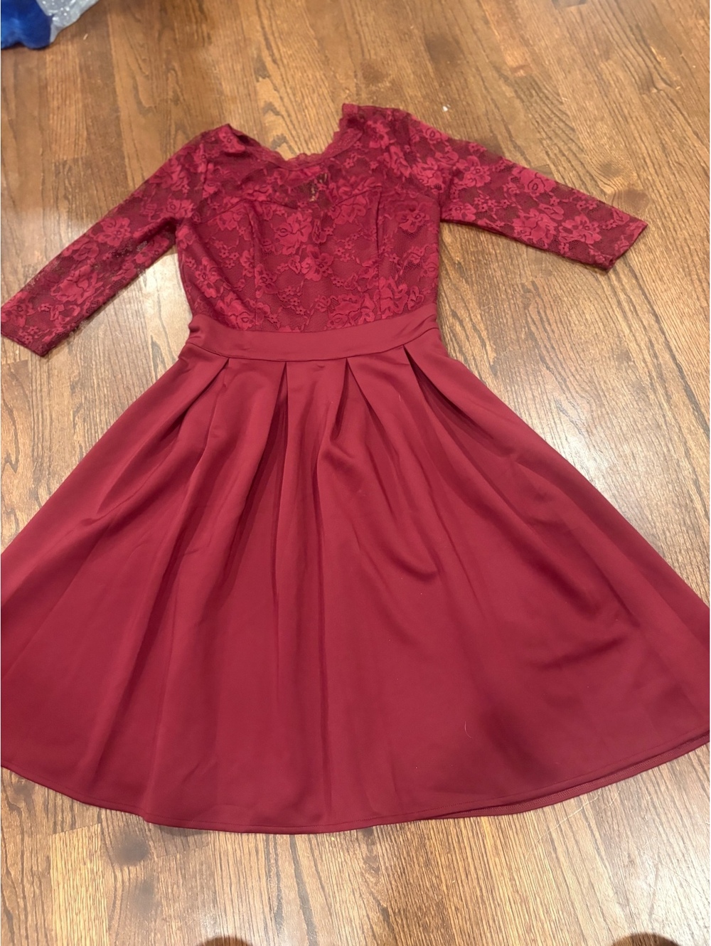 Miusol Christmas Women's Burgundy Lace Fit and Flare Dress, Size M